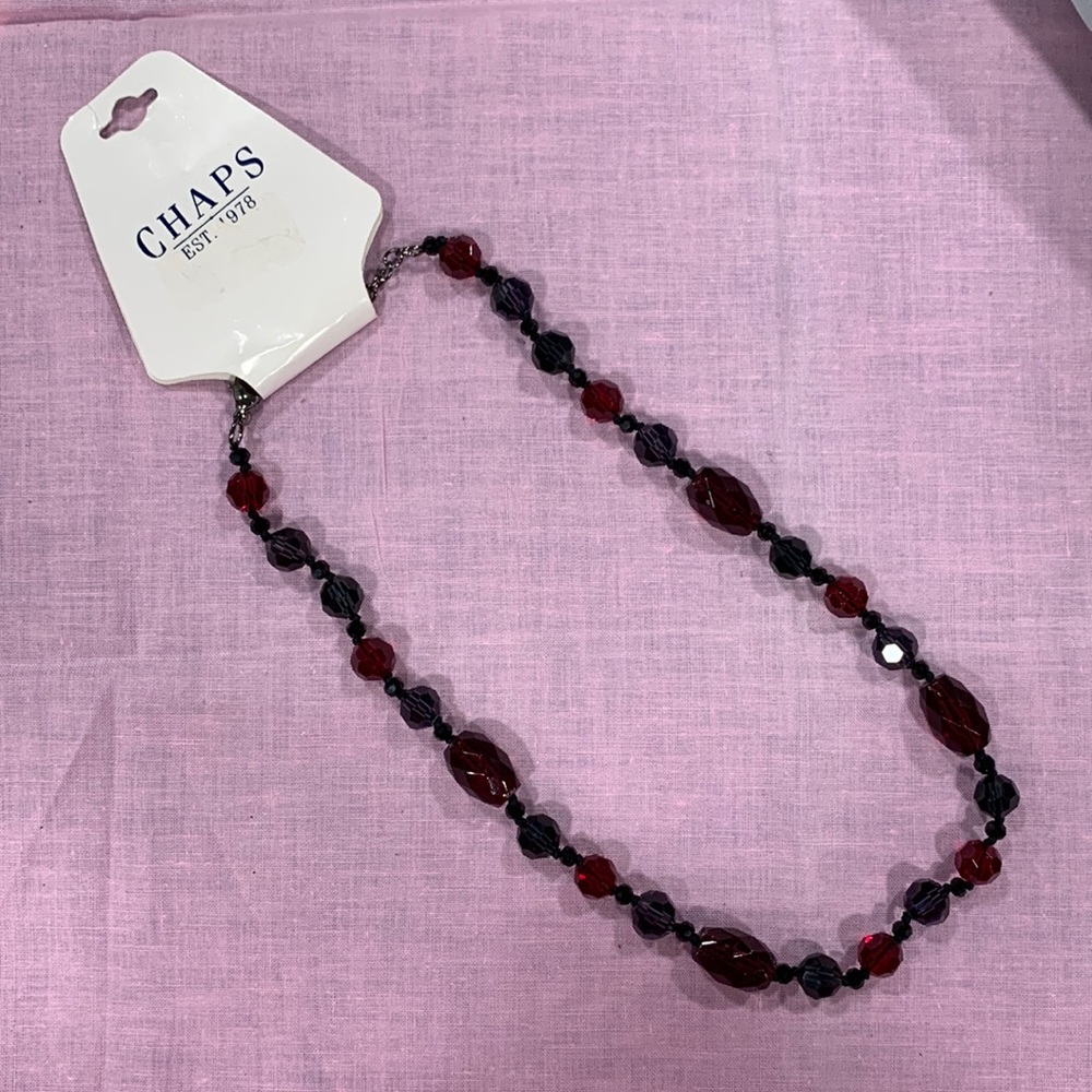 Black, purple and red beaded necklace by Chaps.  🖤💜❤️ (N137)